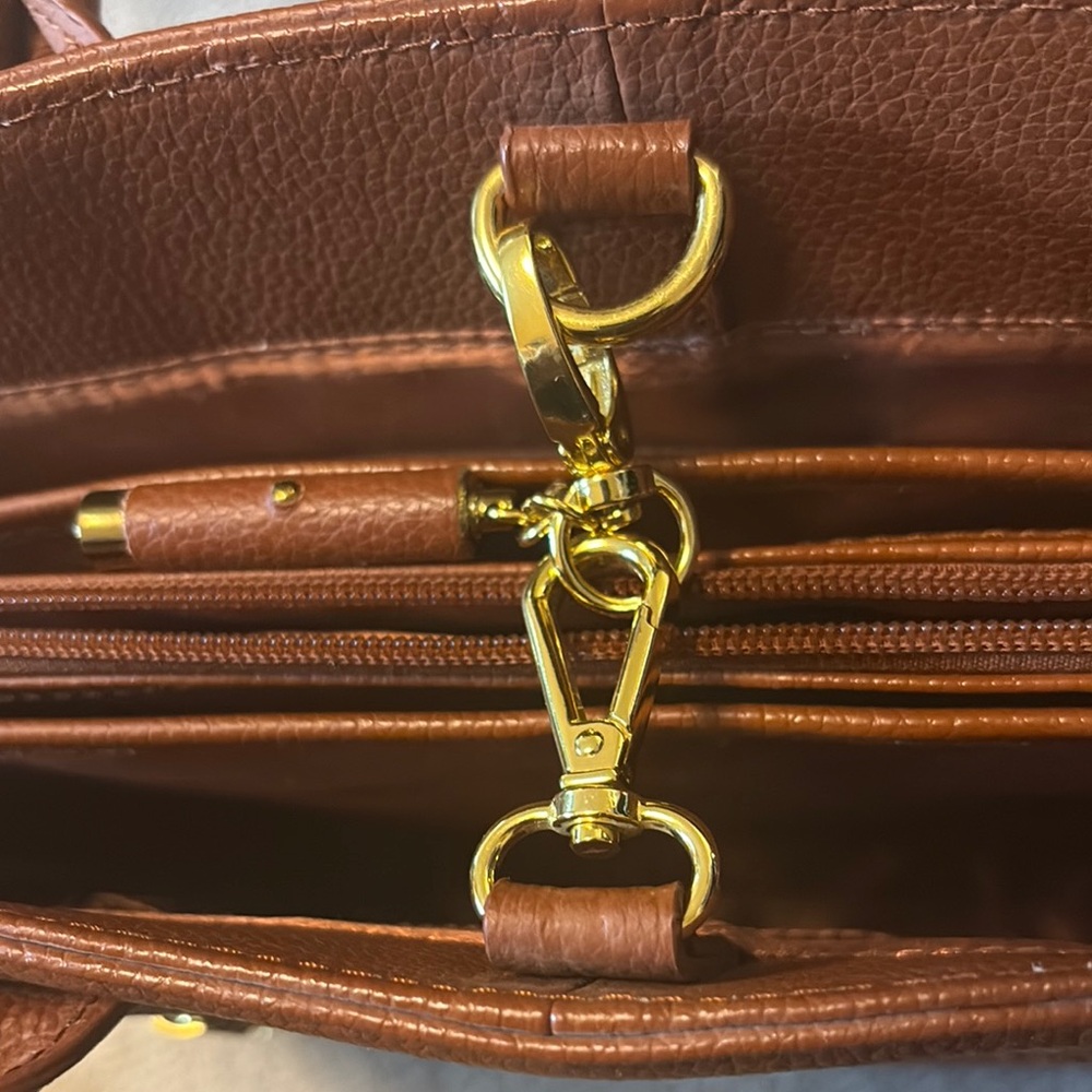 Joy & Iman Brown Leather Tote with Gold Hardware - Picture 7 of 15
